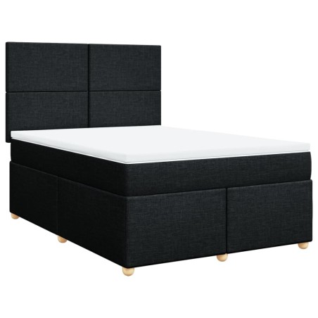 vidaXL Giroletto a Molle con Materasso Nero 140x190 cm in Tessuto