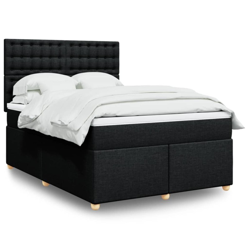 vidaXL Giroletto a Molle con Materasso Nero 140x190 cm in Tessuto
