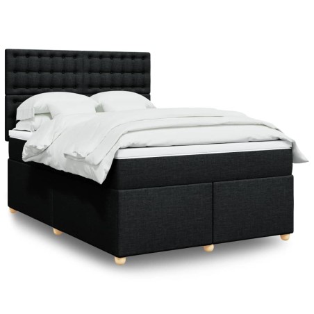 vidaXL Giroletto a Molle con Materasso Nero 140x190 cm in Tessuto
