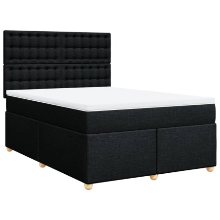 vidaXL Giroletto a Molle con Materasso Nero 140x190 cm in Tessuto