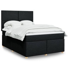 vidaXL Giroletto a Molle con Materasso Nero 140x200 cm in Tessuto