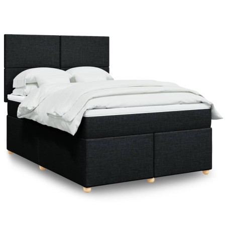 vidaXL Giroletto a Molle con Materasso Nero 140x200 cm in Tessuto