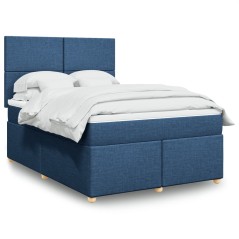 vidaXL Giroletto a Molle con Materasso Blu 140x200 cm in Tessuto
