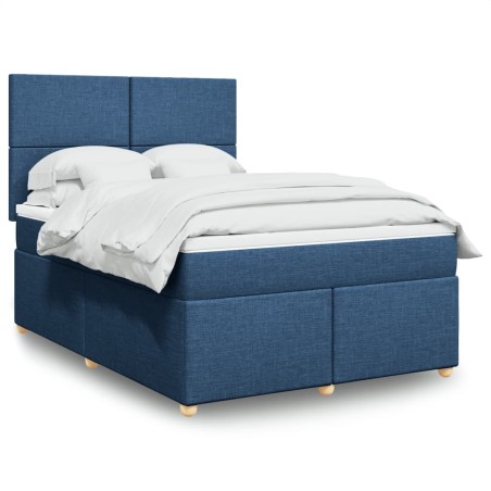 vidaXL Giroletto a Molle con Materasso Blu 140x200 cm in Tessuto