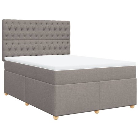 vidaXL Giroletto a Molle con Materasso Tortora 140x200 cm in Tessuto