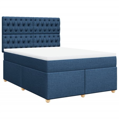 vidaXL Giroletto a Molle con Materasso Blu 140x200 cm in Tessuto