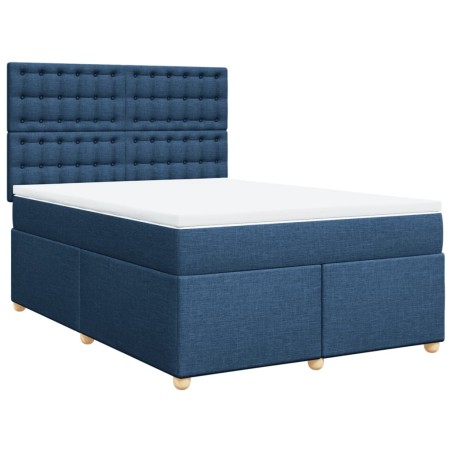 vidaXL Giroletto a Molle con Materasso Blu 140x200 cm in Tessuto
