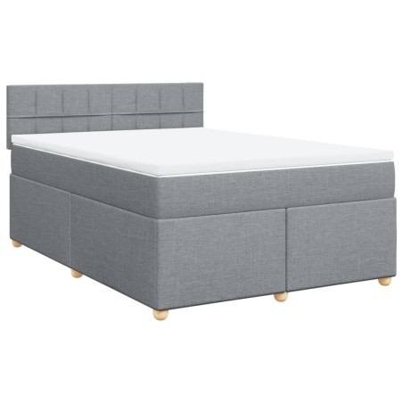 vidaXL Giroletto a Molle con Materasso Grigio Chiaro160x200 cm Tessuto