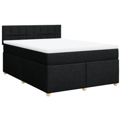 vidaXL Giroletto a Molle con Materasso Nero 160x200 cm in Tessuto