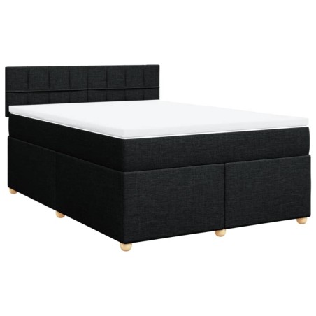 vidaXL Giroletto a Molle con Materasso Nero 160x200 cm in Tessuto