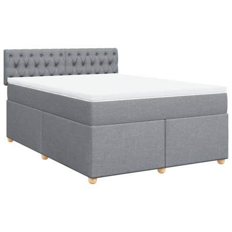 vidaXL Giroletto a Molle con Materasso Grigio Chiaro160x200 cm Tessuto