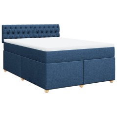 vidaXL Giroletto a Molle con Materasso Blu 160x200 cm in Tessuto