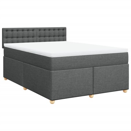 vidaXL Giroletto a Molle con Materasso Grigio Scuro 160x200 cm Tessuto