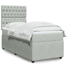 vidaXL Giroletto a Molle con Materasso Grigio Chiaro 100x200cm Velluto