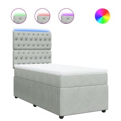 vidaXL Giroletto a Molle con Materasso Grigio Chiaro 100x200cm Velluto