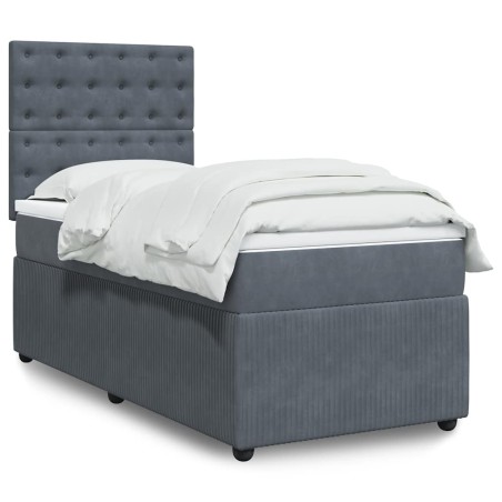 vidaXL Giroletto a Molle con Materasso Grigio Scuro 100x200 cm Velluto