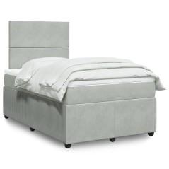 vidaXL Giroletto a Molle con Materasso Grigio Chiaro 120x190cm Velluto