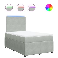 vidaXL Giroletto a Molle con Materasso Grigio Chiaro 120x190cm Velluto