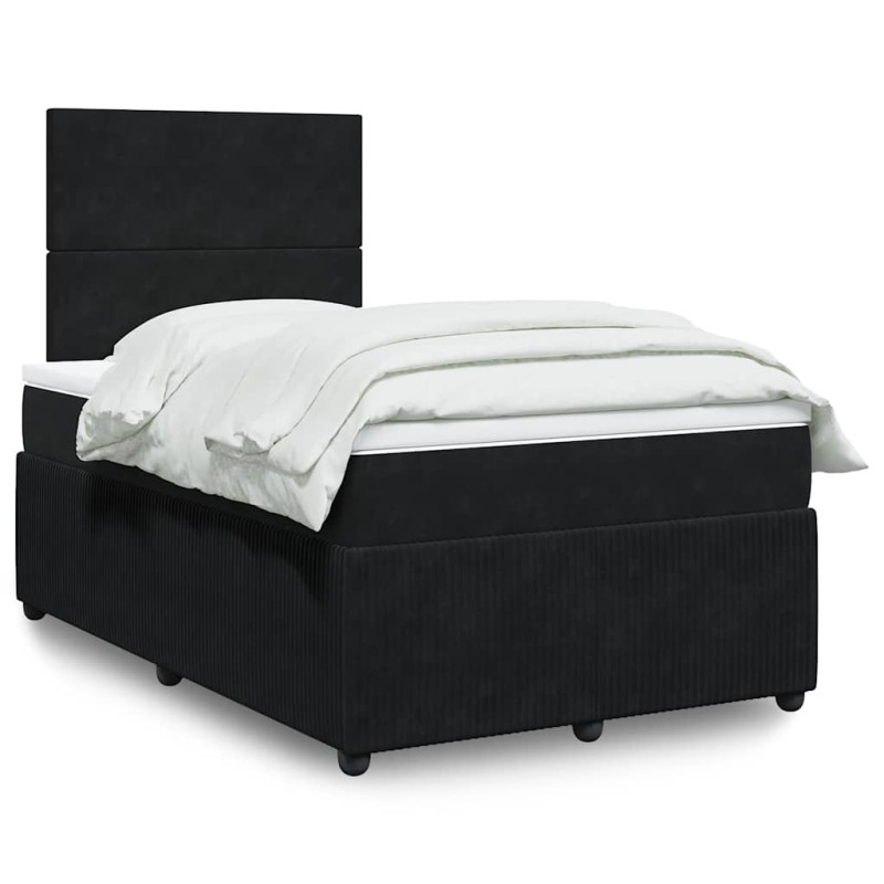 vidaXL Giroletto a Molle con Materasso Nero 120x190 cm in Velluto