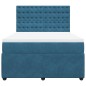 vidaXL Giroletto a Molle con Materasso Blu 140x190 cm in Velluto