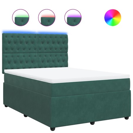 vidaXL Giroletto a Molle con Materasso Verde Scuro 140x200 cm Velluto