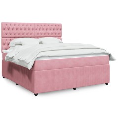 vidaXL Giroletto a Molle con Materasso Rosa 180x200 cm in Velluto