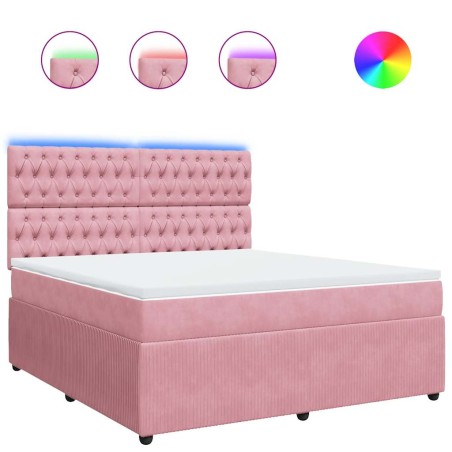 vidaXL Giroletto a Molle con Materasso Rosa 180x200 cm in Velluto