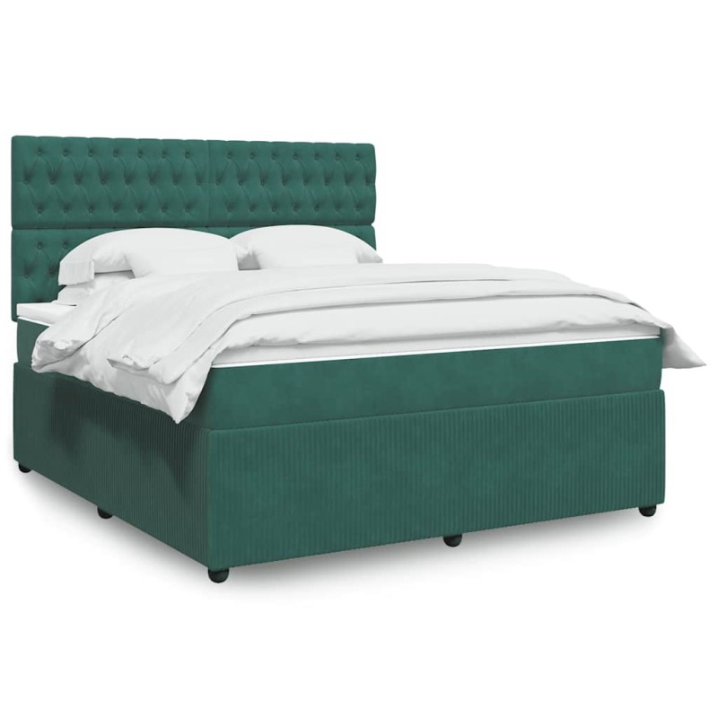 vidaXL Giroletto a Molle con Materasso Verde Scuro 180x200 cm Velluto vidaXL Giroletto a Molle con Materasso Verde Scuro 180x200 cm Velluto