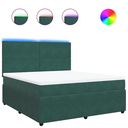 vidaXL Giroletto a Molle con Materasso Verde Scuro 180x200 cm Velluto