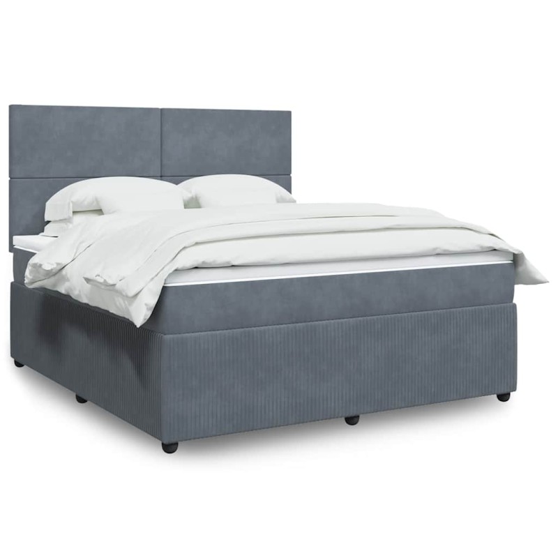 vidaXL Giroletto a Molle con Materasso Grigio Scuro 180x200 cm Velluto