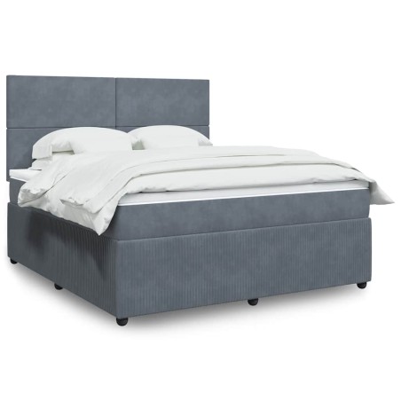 vidaXL Giroletto a Molle con Materasso Grigio Scuro 180x200 cm Velluto