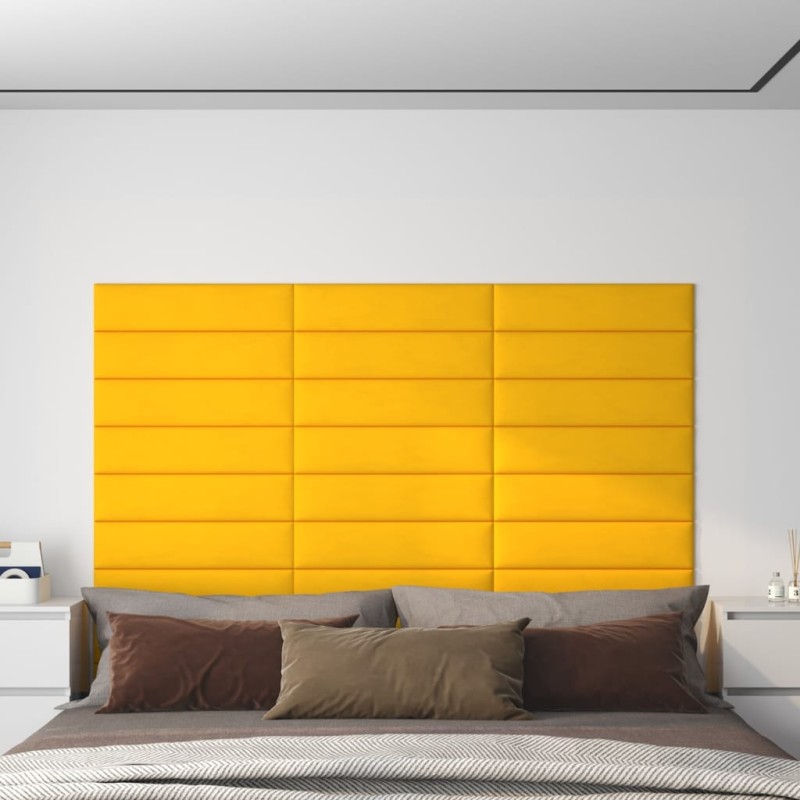 Pannelli Murali 12 pz Gialli 60x15 cm Velluto 1,08 m² Pannelli Murali 12 pz Gialli 60x15 cm Velluto 1,08 m²