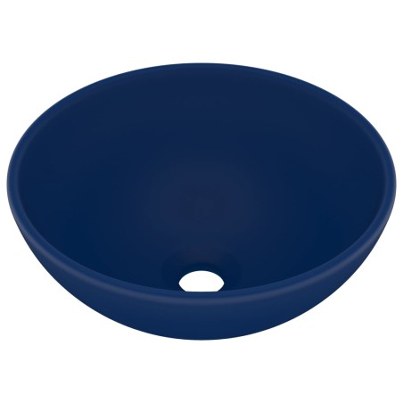 Lavandino Lusso Rotondo Blu Scuro Opaco 32,5x14 cm in Ceramica