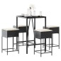 vidaXL Set Bar da Giardino 5 pz con Cuscini in Polyrattan Nero