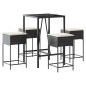 vidaXL Set Bar da Giardino 5 pz con Cuscini in Polyrattan Nero