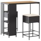 vidaXL Set Bar da Giardino 3 pz con Cuscini in Polyrattan Nero vidaXL Set Bar da Giardino 3 pz con Cuscini in Polyrattan Nero
