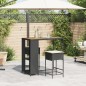 vidaXL Set Bar da Giardino 3 pz con Cuscini in Polyrattan Nero vidaXL Set Bar da Giardino 3 pz con Cuscini in Polyrattan Nero