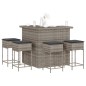 vidaXL Set Bar da Giardino 5 pz con Cuscini in Polyrattan Grigio vidaXL Set Bar da Giardino 5 pz con Cuscini in Polyrattan Grigio