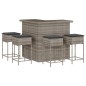 vidaXL Set Bar da Giardino 5 pz con Cuscini in Polyrattan Grigio vidaXL Set Bar da Giardino 5 pz con Cuscini in Polyrattan Grigio