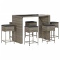 vidaXL Set Bar da Giardino 7 pz con Cuscini in Polyrattan Grigio vidaXL Set Bar da Giardino 7 pz con Cuscini in Polyrattan Grigio