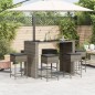vidaXL Set Bar da Giardino 7 pz con Cuscini in Polyrattan Grigio vidaXL Set Bar da Giardino 7 pz con Cuscini in Polyrattan Grigio