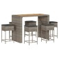 vidaXL Set Bar da Giardino 7 pz con Cuscini in Polyrattan Grigio