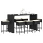 vidaXL Set Bar da Giardino 9 pz con Cuscini in Polyrattan Nero