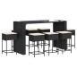 vidaXL Set Bar da Giardino 9 pz con Cuscini in Polyrattan Nero