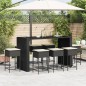 vidaXL Set Bar da Giardino 9 pz con Cuscini in Polyrattan Nero