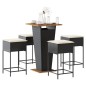 vidaXL Set Bar da Giardino 5 pz con Cuscini in Polyrattan Nero