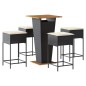 vidaXL Set Bar da Giardino 5 pz con Cuscini in Polyrattan Nero