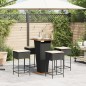vidaXL Set Bar da Giardino 5 pz con Cuscini in Polyrattan Nero
