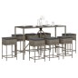 vidaXL Set Bar da Giardino 9 pz con Cuscini in Polyrattan Grigio vidaXL Set Bar da Giardino 9 pz con Cuscini in Polyrattan Grigio