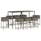 vidaXL Set Bar da Giardino 9 pz con Cuscini in Polyrattan Grigio vidaXL Set Bar da Giardino 9 pz con Cuscini in Polyrattan Grigio